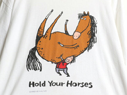 00s ウマ キャラクター アート イラスト プリント Tシャツ メンズ XL 古着 オールド アニマル メッセージ ヘビーウェイト 大きいサイズ 白