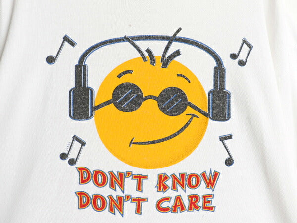 90s スマイル イラスト プリント Tシャツ メンズ XL 古着 オールド 当時物 キャラクター シングルステッチ ニコちゃん 大きいサイズ 音楽