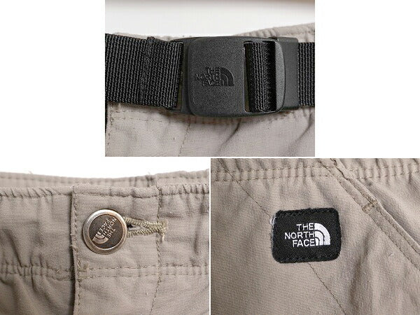 ノースフェイス ナイロン カーゴ ショートパンツ レディース M 古着 The North Face アウトドア ショーツ 短パン 半パン ベルト付き カーキ