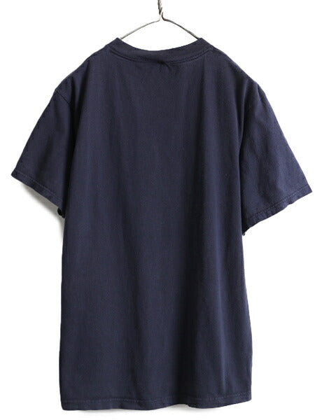 90s ■ NFL オフィシャル デンバー ブロンコス プリント 半袖 Tシャツ ( メンズ M ) 古着 90年代 アメフト LOGO7 スーパーボウル 当時物 紺