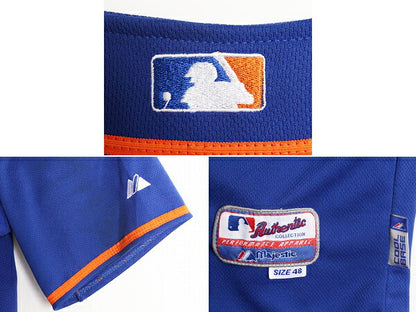 MLB オフィシャル Majestic メッツ ベースボール シャツ メンズ M 程 ユニフォーム ゲームシャツ メジャーリーグ 野球 半袖シャツ 大リーグ