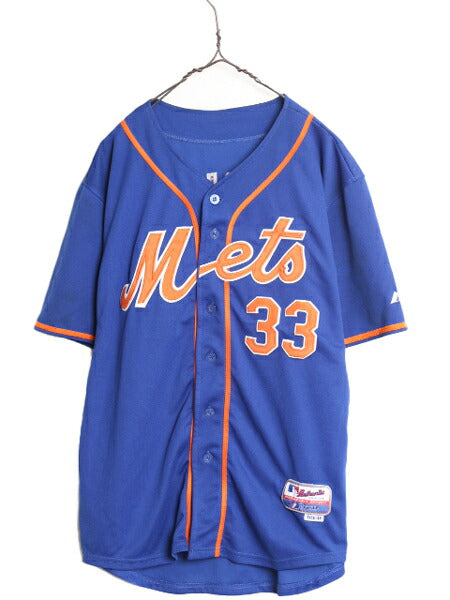 MLB オフィシャル Majestic メッツ ベースボール シャツ メンズ M 程 ユニフォーム ゲームシャツ メジャーリーグ 野球 半袖シャツ 大リーグ