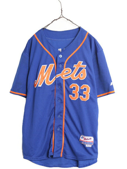 MLB オフィシャル Majestic メッツ ベースボール シャツ メンズ M 程 ユニフォーム ゲームシャツ メジャーリーグ 野球 半袖シャツ 大リーグ