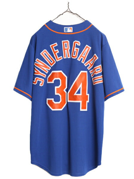 MLB オフィシャル Majestic メッツ ベースボール シャツ メンズ L / ユニフォーム ゲームシャツ メジャーリーグ 半袖シャツ 大リーグ 野球