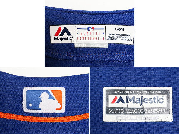 MLB オフィシャル Majestic メッツ ベースボール シャツ メンズ L / ユニフォーム ゲームシャツ メジャーリーグ 半袖シャツ 大リーグ 野球