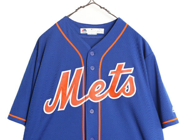 MLB オフィシャル Majestic メッツ ベースボール シャツ メンズ L / ユニフォーム ゲームシャツ メジャーリーグ 半袖シャツ 大リーグ 野球