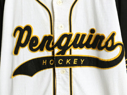 90s ペンギンズ ベースボールシャツ メンズ M / オールド NHL オフィシャル スターター ユニフォーム アイスホッケー ゲームシャツ 重ね着
