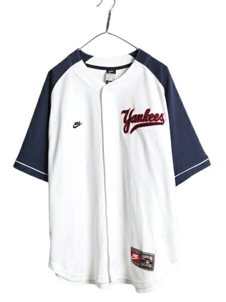ヤンキース ベースボール シャツ メンズ L MLB オフィシャル ナイキ スウッシュ 大リーグ ユニフォーム ゲームシャツ ジャージ 半袖シャツ