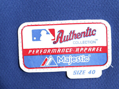 メッツ ベースボール シャツ メンズ M 程 古着 MLB オフィシャル マジェスティック 大リーグ ユニフォーム ゲームシャツ 重ね着 半袖シャツ