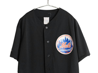 USA製 メッツ ベースボール シャツ メンズ L / MLB オフィシャル マジェスティック 大リーグ ユニフォーム ゲームシャツ ジャージ ブラック