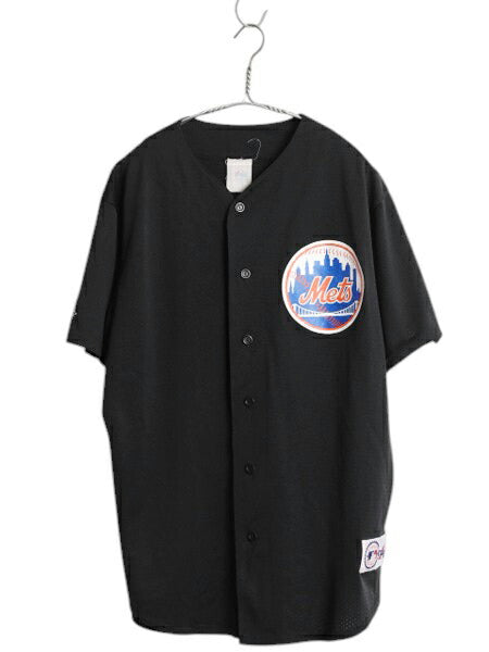 USA製 メッツ ベースボール シャツ メンズ L / MLB オフィシャル マジェスティック 大リーグ ユニフォーム ゲームシャツ ジャージ ブラック