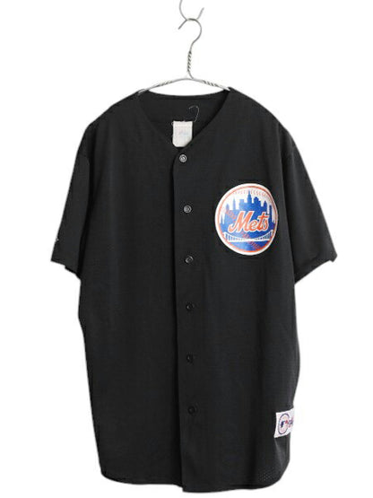 USA製 メッツ ベースボール シャツ メンズ L / MLB オフィシャル マジェスティック 大リーグ ユニフォーム ゲームシャツ ジャージ ブラック
