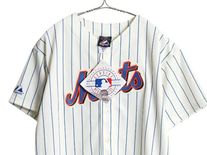 デッドストック メッツ ベースボール シャツ キッズ XL メンズ M 程/ 新品 MLB オフィシャル マジェスティック 大リーグ ユニフォーム 野球