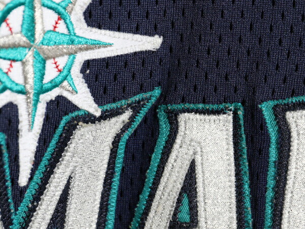 USA製 マリナーズ ベースボール シャツ メンズ L MLB オフィシャル マジェスティック 大リーグ ユニフォーム ゲームシャツ メッシュ 重ね着