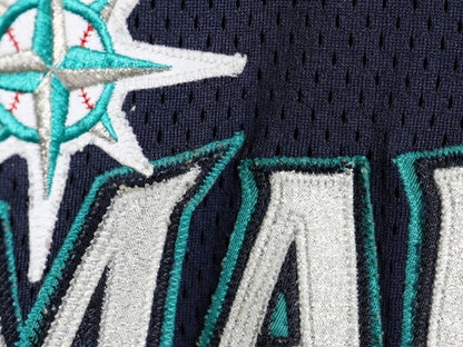 USA製 マリナーズ ベースボール シャツ メンズ L MLB オフィシャル マジェスティック 大リーグ ユニフォーム ゲームシャツ メッシュ 重ね着