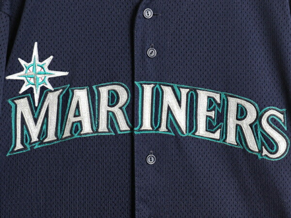 USA製 マリナーズ ベースボール シャツ メンズ L MLB オフィシャル マジェスティック 大リーグ ユニフォーム ゲームシャツ メッシュ 重ね着
