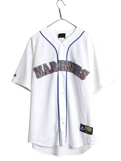 USA製 マリナーズ ベースボール シャツ メンズ L / 古着 MLB オフィシャル マジェスティック 大リーグ ユニフォーム ゲームシャツ ジャージ