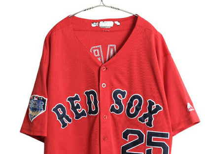 レッドソックス ベースボール シャツ メンズ XL 程/ MLB オフィシャル マジェスティック 大リーグ ユニフォーム ゲームシャツ 大きいサイズ