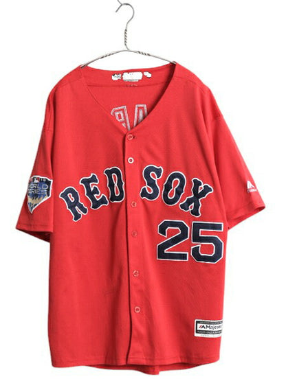 レッドソックス ベースボール シャツ メンズ XL 程/ MLB オフィシャル マジェスティック 大リーグ ユニフォーム ゲームシャツ 大きいサイズ