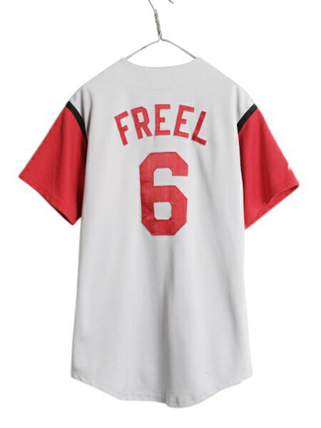 レッズ ベースボール シャツ メンズ L 古着 MLB オフィシャル マジェスティック 大リーグ ユニフォーム  半袖シャツ ゲームシャツ ジャージ
