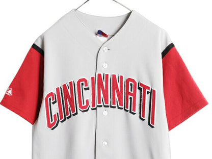 レッズ ベースボール シャツ メンズ L 古着 MLB オフィシャル マジェスティック 大リーグ ユニフォーム  半袖シャツ ゲームシャツ ジャージ