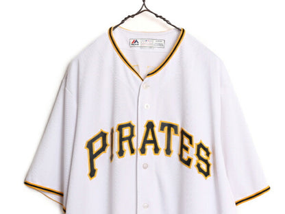 MLB オフィシャル Majestic パイレーツ ベースボール シャツ メンズ XL / 古着 ユニフォーム ゲームシャツ メジャーリーグ 半袖シャツ 野球