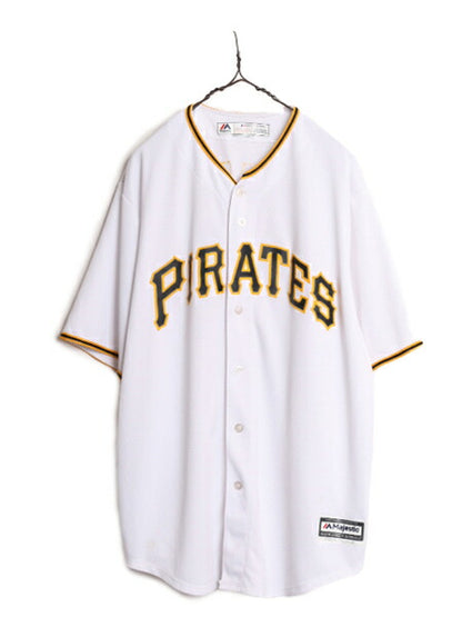 MLB オフィシャル Majestic パイレーツ ベースボール シャツ メンズ XL / 古着 ユニフォーム ゲームシャツ メジャーリーグ 半袖シャツ 野球