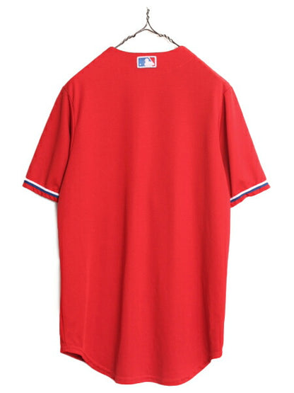MLB オフィシャル Majestic フィリーズ ベースボール シャツ メンズ S / 古着 ユニフォーム ゲームシャツ メジャーリーグ 半袖シャツ 野球