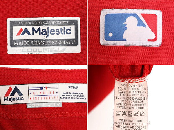 MLB オフィシャル Majestic フィリーズ ベースボール シャツ メンズ S / 古着 ユニフォーム ゲームシャツ メジャーリーグ 半袖シャツ 野球