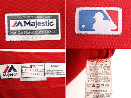 MLB オフィシャル Majestic フィリーズ ベースボール シャツ メンズ S / 古着 ユニフォーム ゲームシャツ メジャーリーグ 半袖シャツ 野球