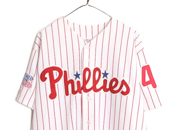 MLB オフィシャル Majestic フィリーズ ベースボール シャツ メンズ XXL 古着 ユニフォーム ゲームシャツ メジャーリーグ 半袖シャツ 復刻