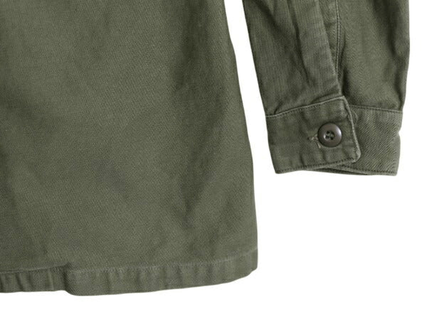 60s 米軍実物 US ARMY コットン サテン ユーティリティ シャツ メンズ M ヴィンテージ ミリタリー 陸軍 軍物 OG107 フルパッチ 2nd カーキ