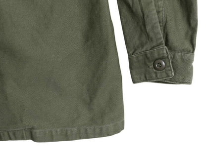 60s 米軍実物 US ARMY コットン サテン ユーティリティ シャツ メンズ M ヴィンテージ ミリタリー 陸軍 軍物 OG107 フルパッチ 2nd カーキ