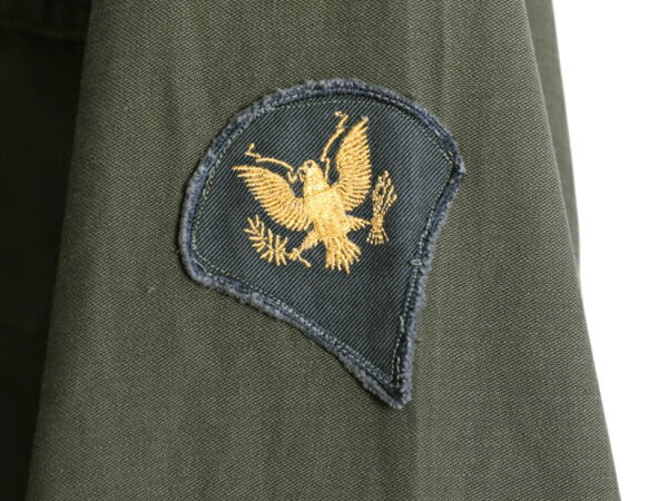 60s 米軍実物 US ARMY コットン サテン ユーティリティ シャツ メンズ M ヴィンテージ ミリタリー 陸軍 軍物 OG107 フルパッチ 2nd カーキ