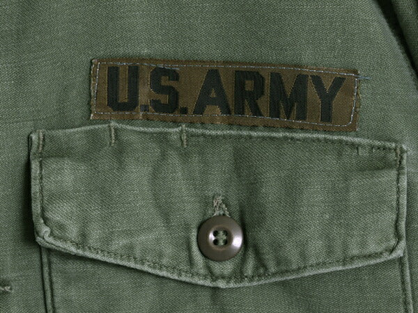 70s 米軍実物 US ARMY コットン サテン ユーティリティ シャツ メンズ M 程/ 70年製 ヴィンテージ ミリタリー アーミー OG107 シャツ袖 2nd