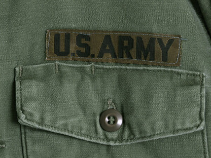 70s 米軍実物 US ARMY コットン サテン ユーティリティ シャツ メンズ M 程/ 70年製 ヴィンテージ ミリタリー アーミー OG107 シャツ袖 2nd