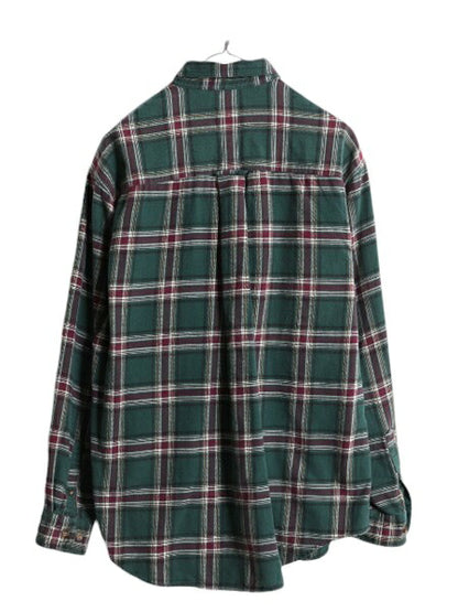 90s エディーバウアー チェック ボタンダウン フランネル シャツ メンズ L / オールド Eddie Bauer ネルシャツ コットン 白タグ 長袖シャツ