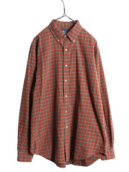 90s ポロ ラルフローレン チェック ボタンダウン シャツ メンズ L / 古着 90年代 オールド 長袖シャツ ワンポイント コットン マルチカラー