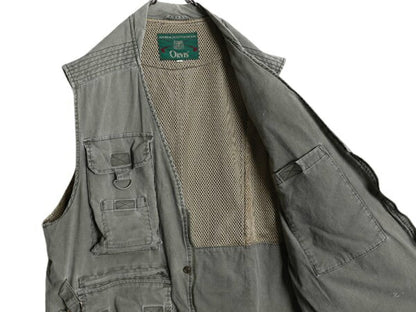90s オービス サファリ ベスト メンズ M / オールド 旧タグ ORVIS アウトドア 重ね着 フィッシング ハンティング 多ポケット 前開き カーキ
