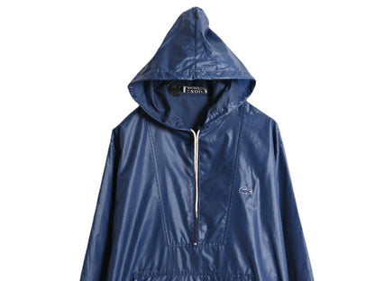 70s ラコステ ナイロン アノラック フード パーカー ジャケット メンズ L ヴィンテージ IZOD LACOSTE プルオーバー ブルゾン 糸巻きタグ 紺