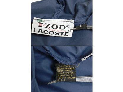 70s ラコステ ナイロン アノラック フード パーカー ジャケット メンズ L ヴィンテージ IZOD LACOSTE プルオーバー ブルゾン 糸巻きタグ 紺