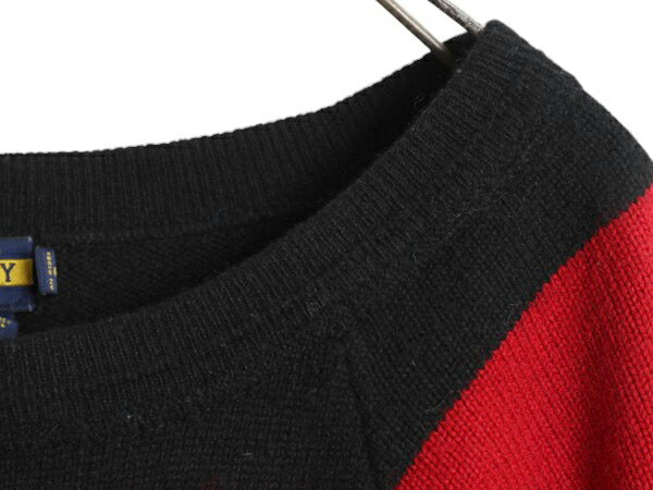 ラグビー ラルフローレン ボーダー ニット セーター レディース M / ボートネック ロング丈 カシミヤ ウール ツートン ワッペン チュニック