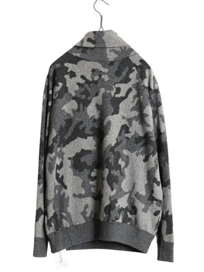 ポロ ラルフローレン 迷彩 タートルネック ニット セーター レディース M カシミヤ ハイネック カモフラ 総柄 プルオーバー ポケット付き
