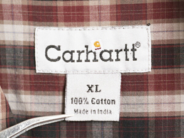 US企画 カーハート チェック ボタンダウン シャツ メンズ XL / 古着 Carhartt ワーク コットン 長袖シャツ 廃盤 ポケット付き 大きいサイズ
