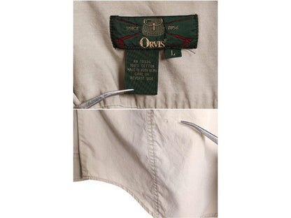 90s オービス コットン 長袖 フィッシング シャツ メンズ L 古着 旧タグ オールド ORVIS アウトドア ワーク 長袖シャツ 無地 ポケット付き