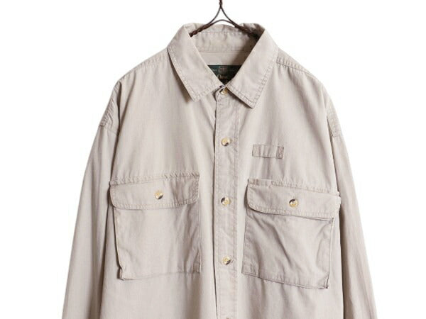 90s オービス コットン 長袖 フィッシング シャツ メンズ L 古着 旧タグ オールド ORVIS アウトドア ワーク 長袖シャツ 無地 ポケット付き