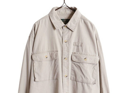 90s オービス コットン 長袖 フィッシング シャツ メンズ L 古着 旧タグ オールド ORVIS アウトドア ワーク 長袖シャツ 無地 ポケット付き