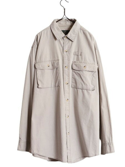 90s オービス コットン 長袖 フィッシング シャツ メンズ L 古着 旧タグ オールド ORVIS アウトドア ワーク 長袖シャツ 無地 ポケット付き