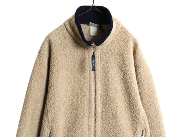 90s エルエルビーン フルジップ パイル フリース ジャケット メンズ M 程/ 90年代 オールド LLBEAN アウトドア ジャンパー ハイネック ボア