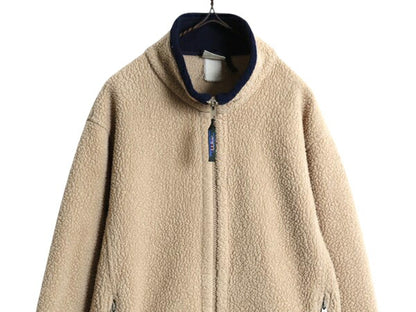 90s エルエルビーン フルジップ パイル フリース ジャケット メンズ M 程/ 90年代 オールド LLBEAN アウトドア ジャンパー ハイネック ボア